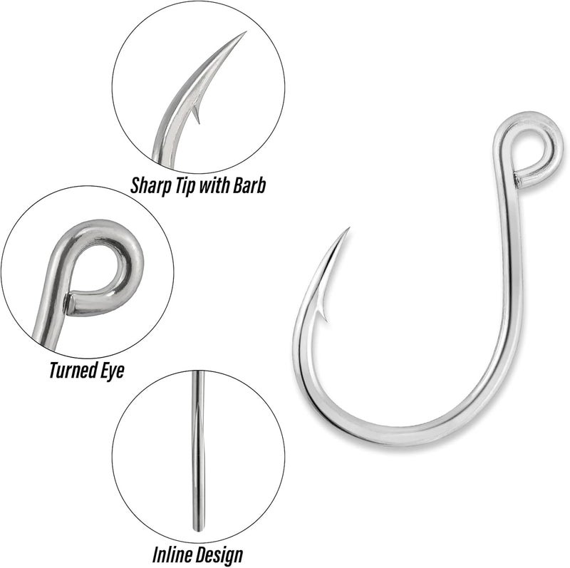 Dr.Fish 30 Pack Single Replacement Hooks for Hard Lures Inline Fishing Hooks High Carbon Steel Spinner Jerkbait Crankbait Popper Walking Bait Plugs - Image 3